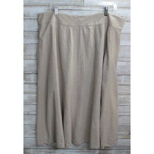 Cato Woman Beige Linen Blend Pleated Midi Skirt‎ - Size 18W